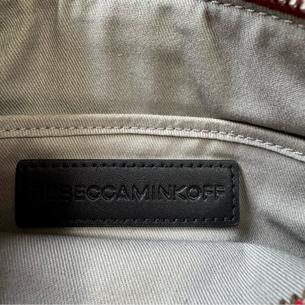 Rebecca Minkoff Red Leather Mini Mac Crossbody Bag Silver Chain Strap Designer - Picture 16 of 16